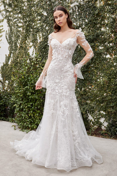 Fitted mermaid wedding dress with leafy lace and glitter tulle. Tiffanys  Timeless Bridal TM3222 — Stephanie Frances Bridal