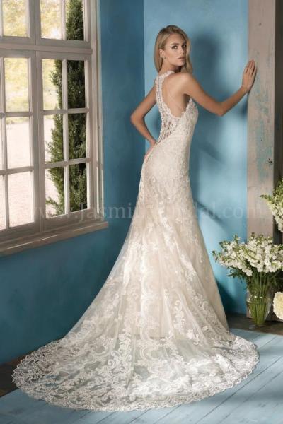 V-neck Lace Wedding Dress with Halter Straps