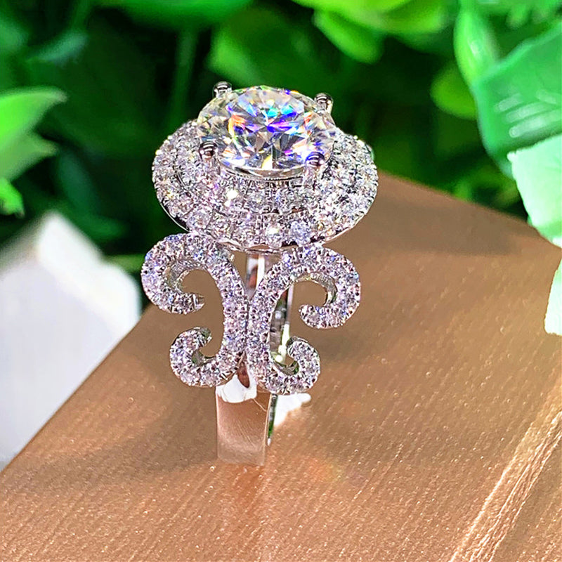 Huitan Trend Eternity Wedding Rings for Women Brilliant CZ Temperament  Elegant Marriage Engagement Accessories Classic Jewelry